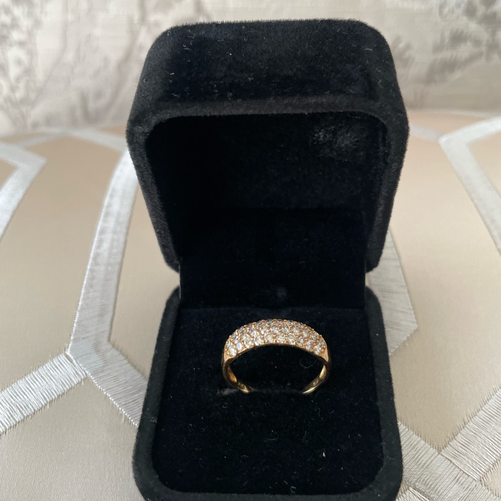 Japan Triple Layer Eternity Ring K18 YG Yellow Gold Real 1 Carat (ct) Diamonds